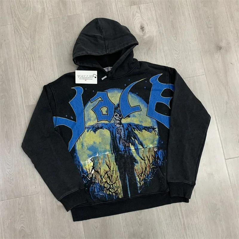 그레이 워시 VALLEY 후드티 남성 여성 자수 로고 Vale American Zip Jackets