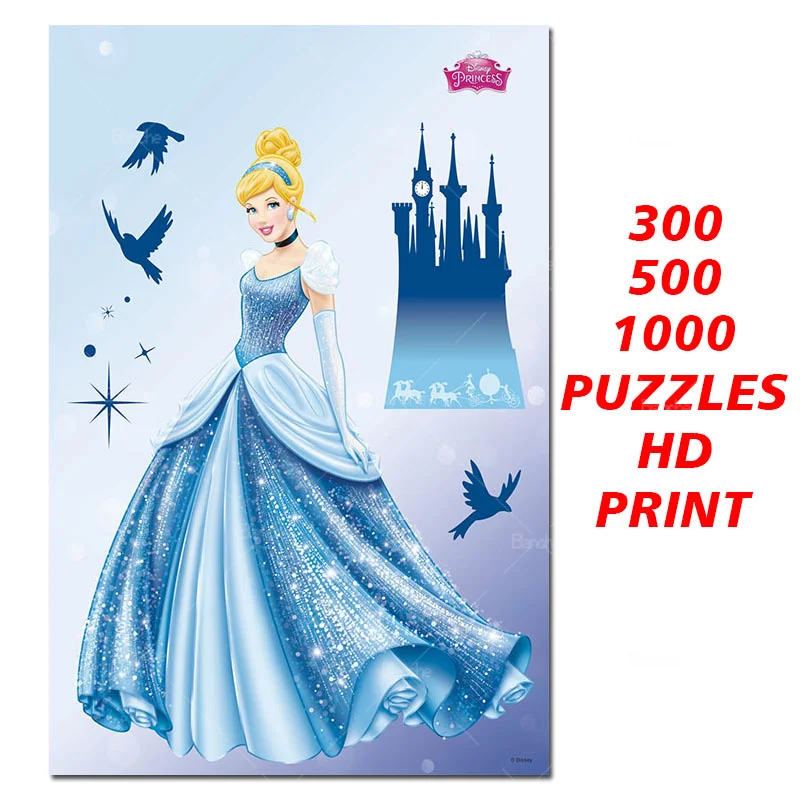 

Princess Cinderella Blue Beautiful Dress Castle Disney Puzzles 300 500 1000PCS Paper Jigsaw For Girls Teens Like Room Ornament