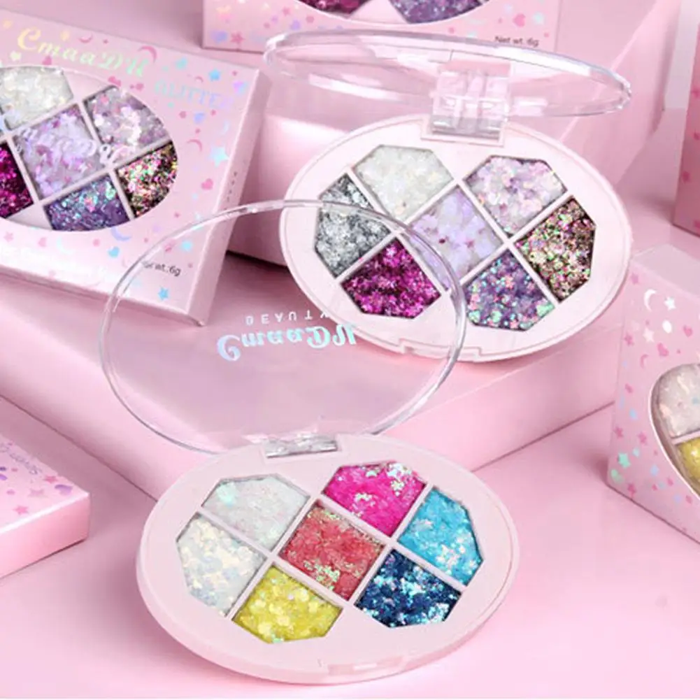 7 Color Glitter Glam Eye Sparkly Glitter Hair Shimmer Gel Flash Heart Loose Sequins Glitter Eyeshadow Party Face Body Decoration