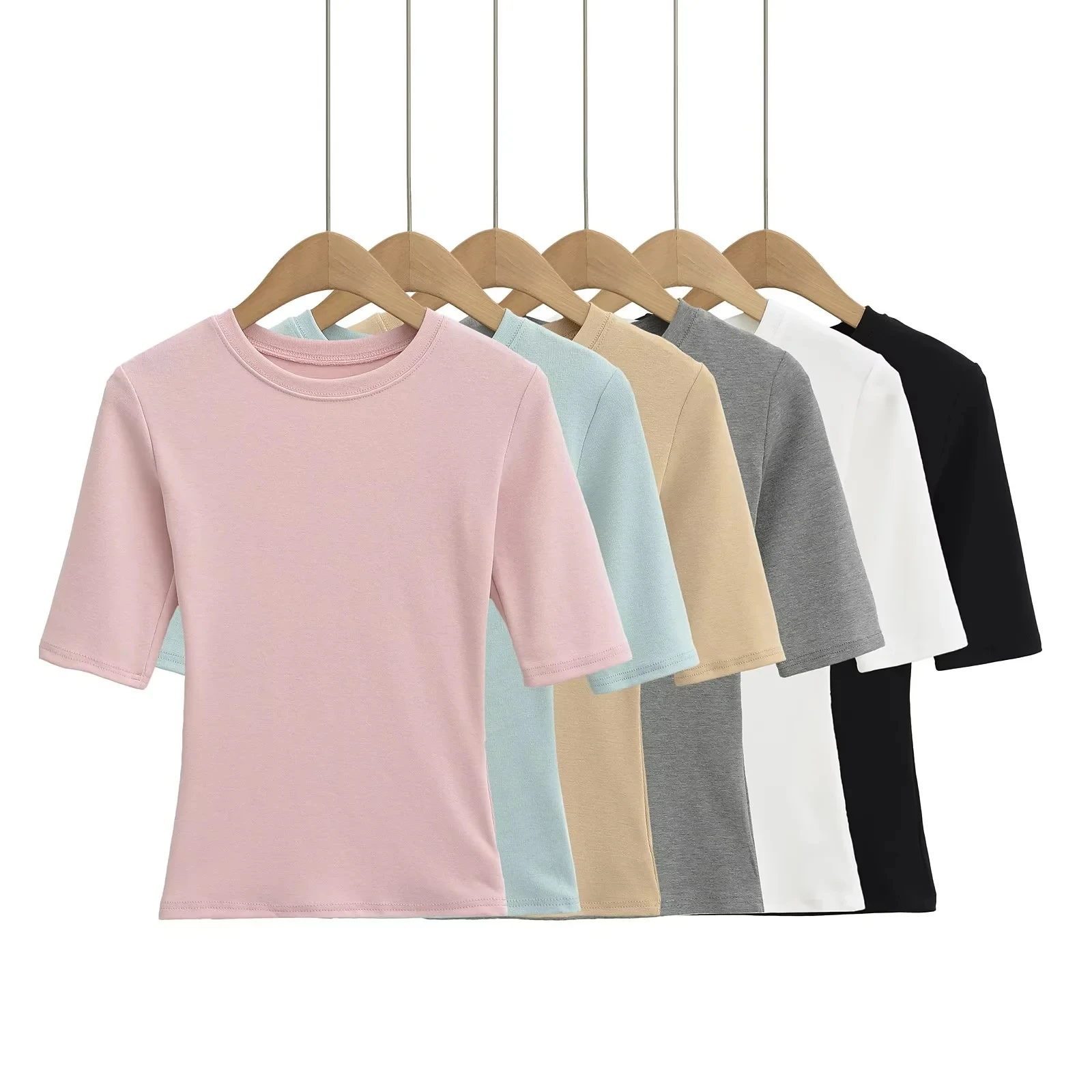 

Sexy Slim Fit round Ne Five Sve Base irt Pure Desire Faion Summer New Arrival T irt for Women Casual Comfortable