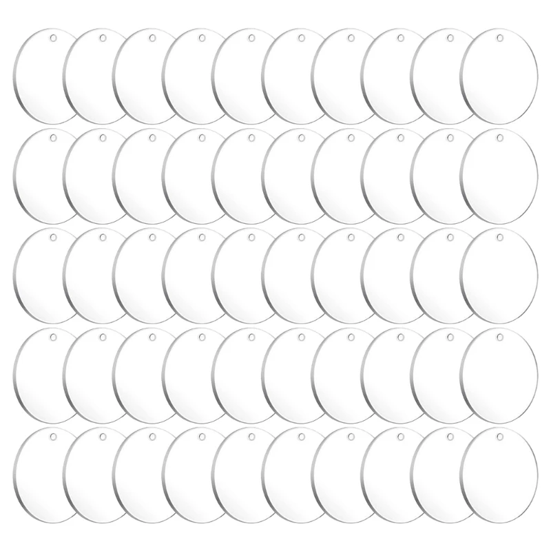 Round Plastic Transparent Keychain Charm Blank for DIY Projects Crafts