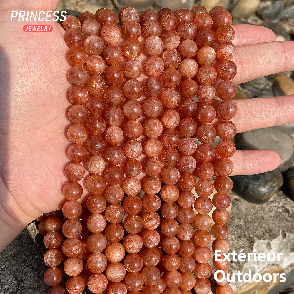 A+++ Natural Brazil Golden Sunstone 8.8-9.5mm Loose Beads for Jewelry Making Bracelet Wholesale Stone Beads DIY Accessories