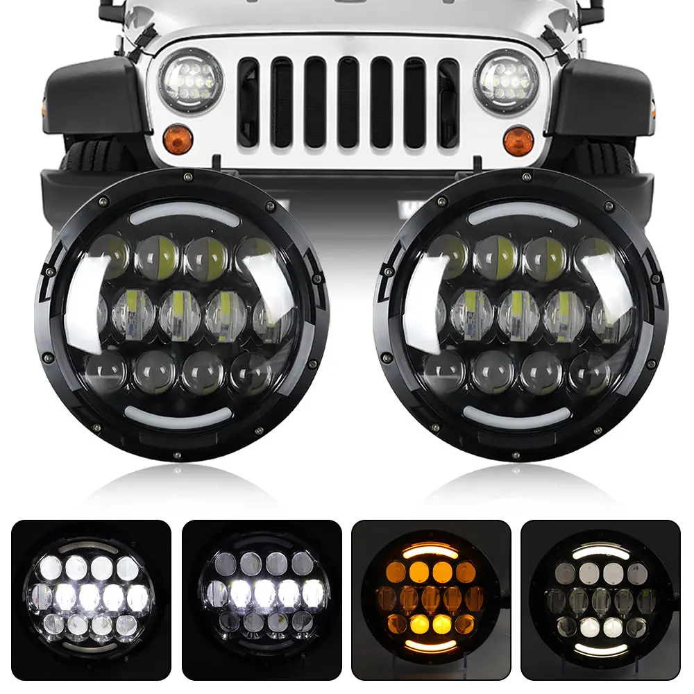 

Universal 7 Inch Led Car Motorcycle Headlight DRL H4 Headlamp For Harley BMW Yamha Honda Headlights Bracket Retro Bucket