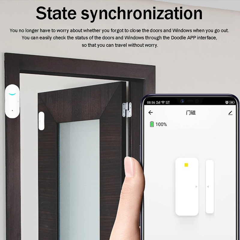 Smart WiFi Porta Detector Magnético, Porta e Janela Sensor, Interruptor Magnético, Sensor de Alarme Anti-Roubo