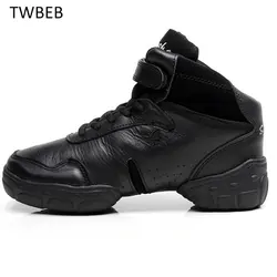 Men Women Dance Shoes Sneakers Dance Modern Hip-hop Salsa Dancing Shoes Black Canvas Genuine Leather Breathable Sports Man Sho