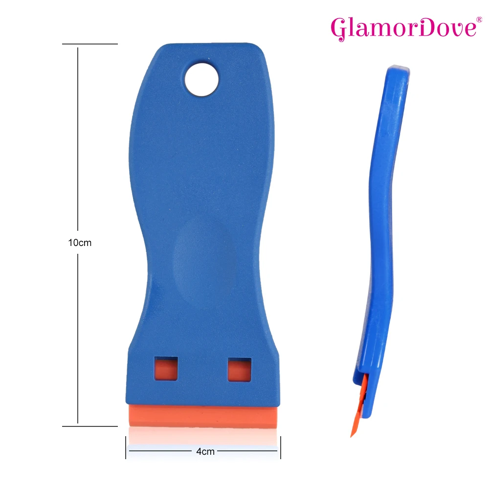 GlamorDove Plastic Scraper Tool with 10PCS Plastic Blades for Removing Glue Hair Extension Tool for Removing Adhesive Labels