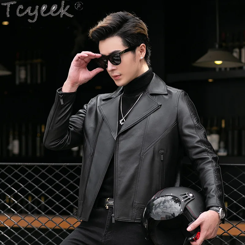 Tcyeek Genuine Leather Jacket Men 2024 Real Sheepskin Coat Spring Autumn Clothes Mens Motocycle Jackets Trendy Jaqueta De Couro