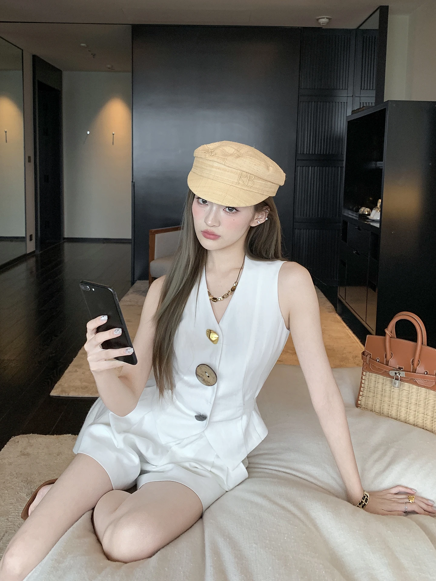 

Комплект женской одежды Earth Store: укороченный топ и шорты из хлопка и льна в стиле Old Money, дышащий, влагоотводящий, для лета...