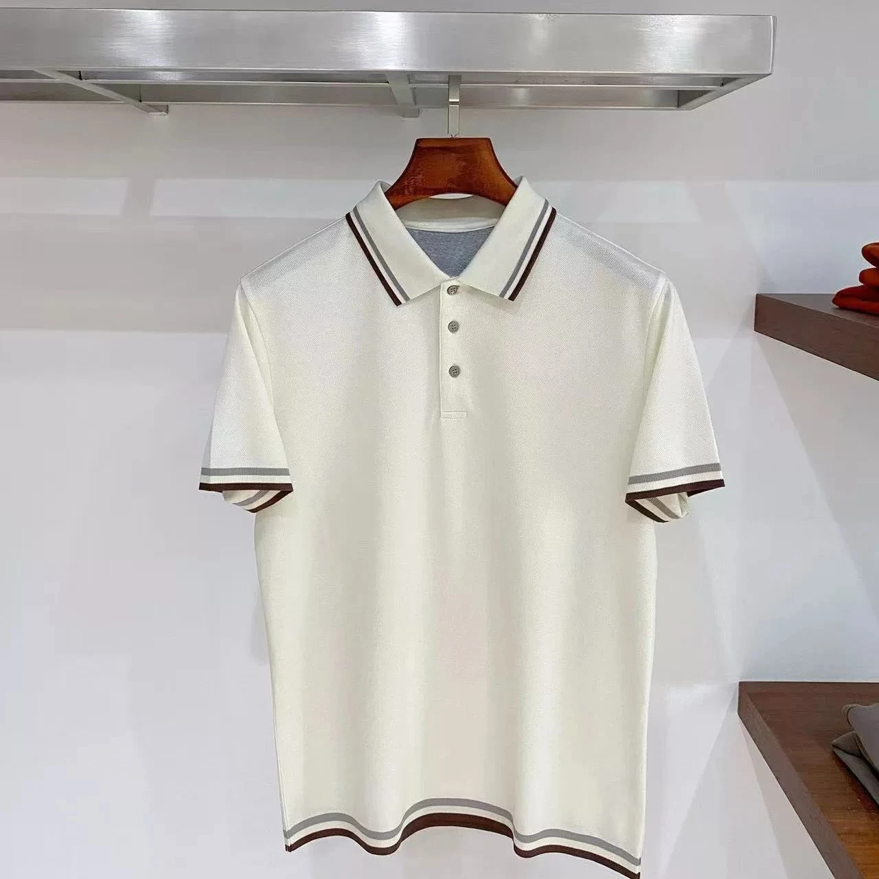 Italian summer business BC casual lapel contrasting color gentleman men's embroidery short sleeves POLO shirt