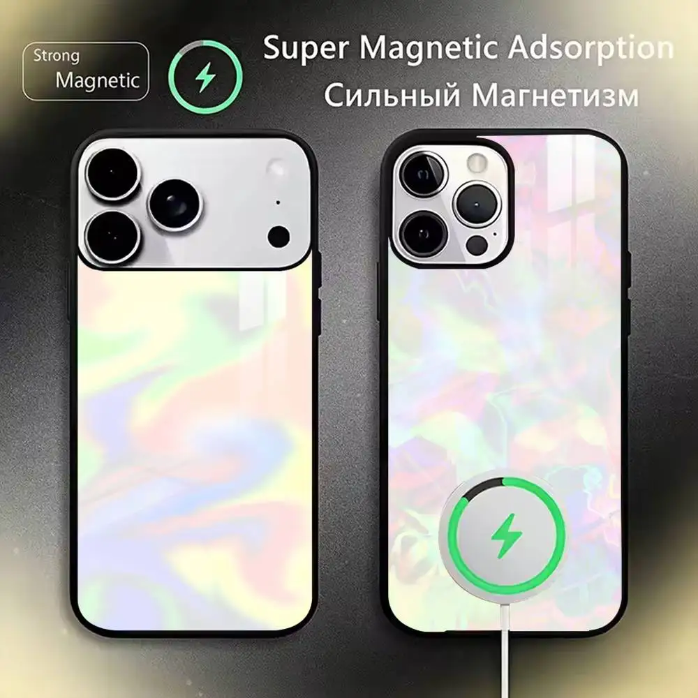 

Laser Water Wave Ripple Phone Case For iPhone17,16,15,14,13,12,11 Plus,Pro Magnetic For Magsafe Wireless Charging