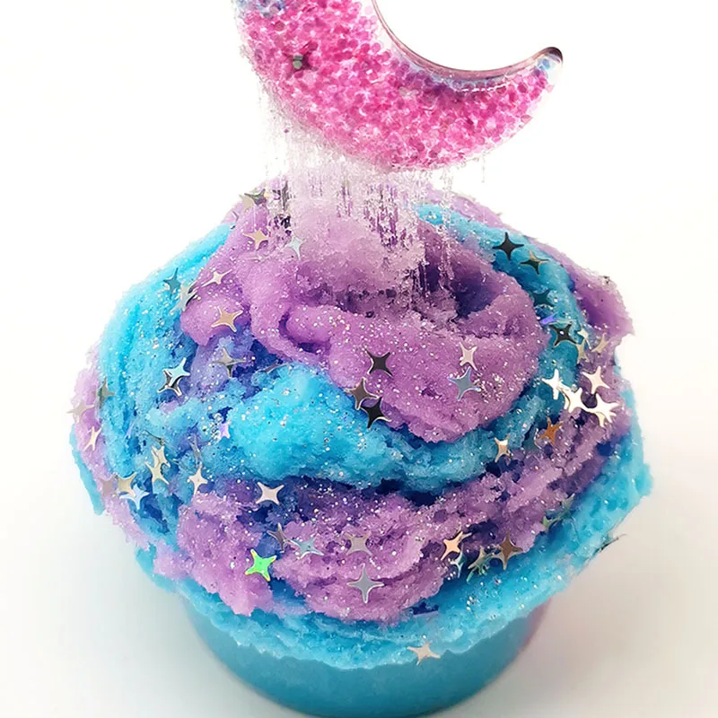 60ml Mixed Butter Slime Kit Fluffy Putty Moon Snowflake Mud Stretchy Non-Sticky Stress Relief Toy for Kids Girls Boys Sensory Pl