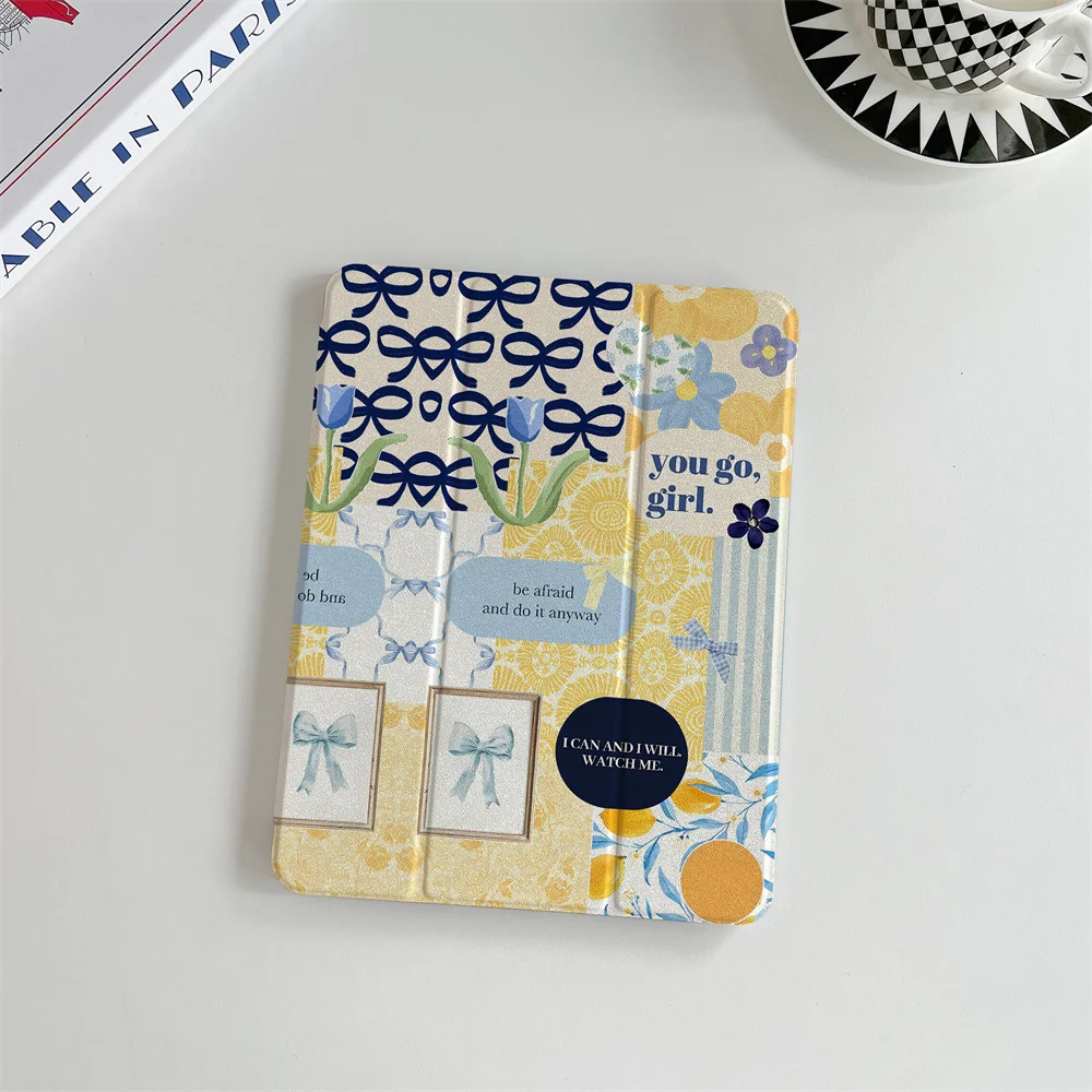 

Cute bow flower Tablet Case For iPad 11 Pro 11 inch Air 2025 iPad Air 5/4 10.9 10.2 9.7 inch 10.5 mini 7 6 Cover with Pen Holder