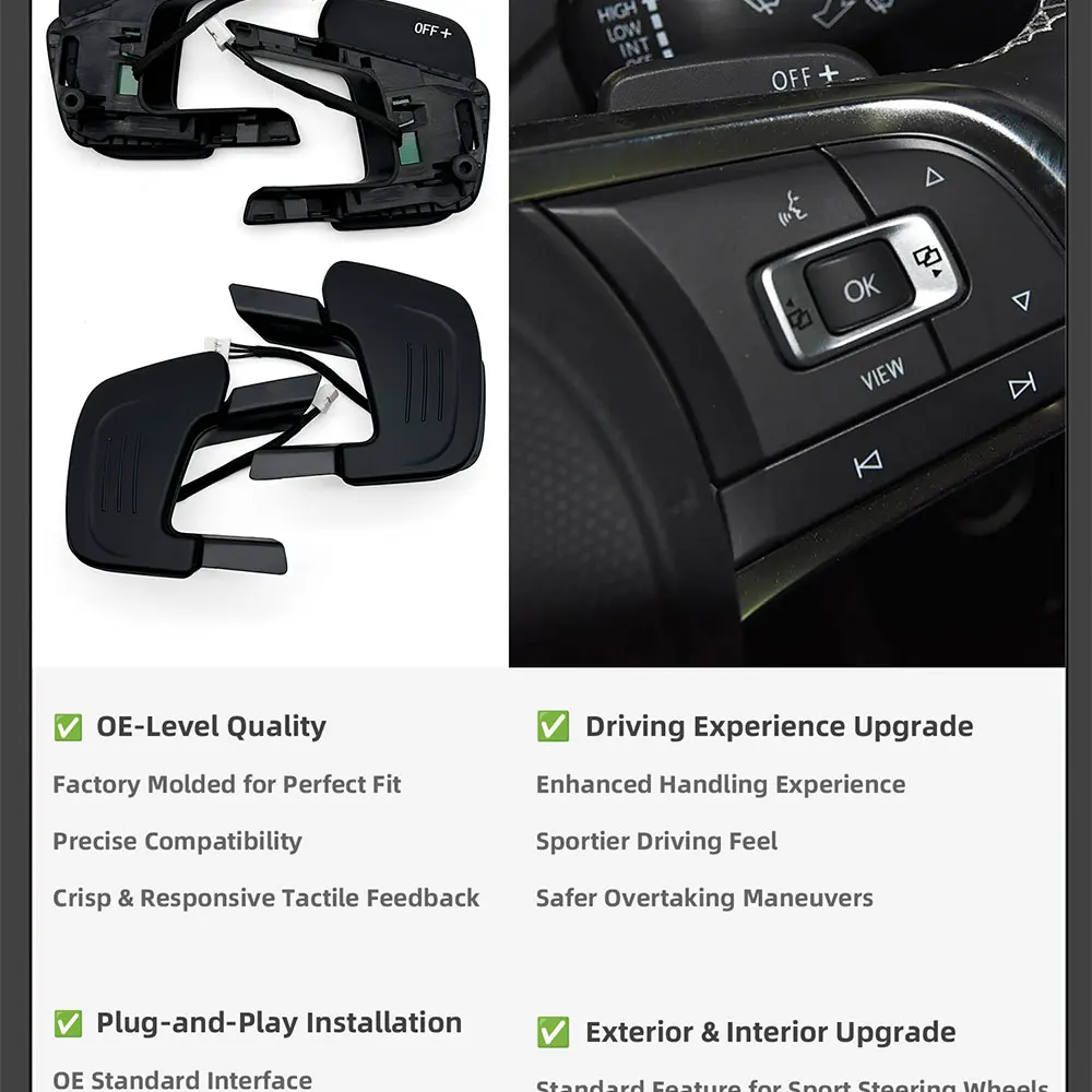 

Black Shift Paddles For RLINE Steering Wheel For Golf MK7 GTI/R 5G0 951 527B/528B