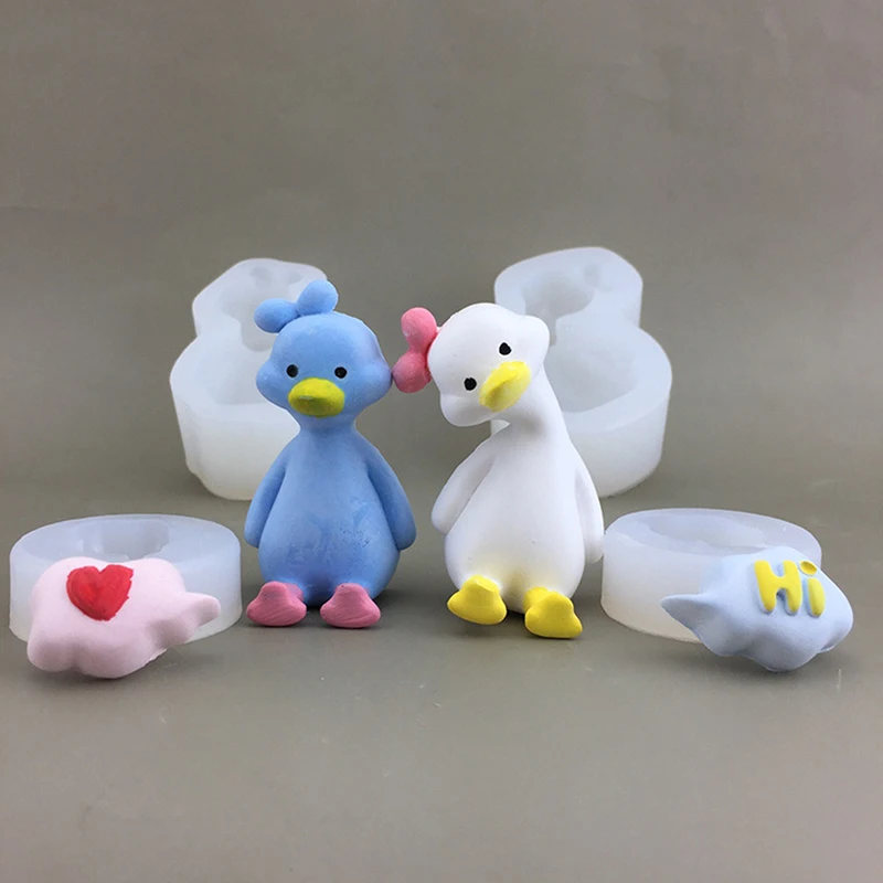3D simpatico cartone animato anatra stampo in Silicone fai da te candela profumata gesso sapone stampo in resina fatto a mano cottura torta al cioccolato stampo