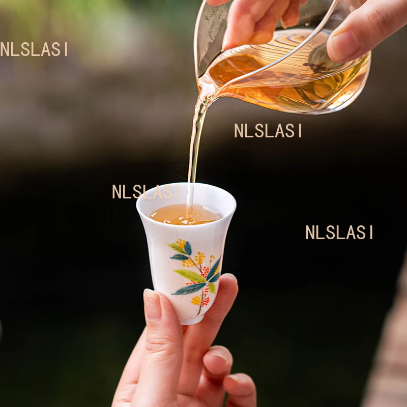 High End Hand-painted Fragrance Cup, Small Tea Cup, Household Ceramic Master Cup Ceramic Personal Kung Fu Tea Cups