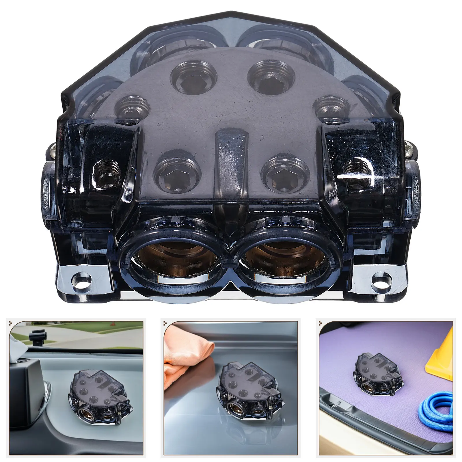 Car Amplifier Distribution Block Splitter 2 Conductivity Ground Cable Automotive Audio Power Splitter