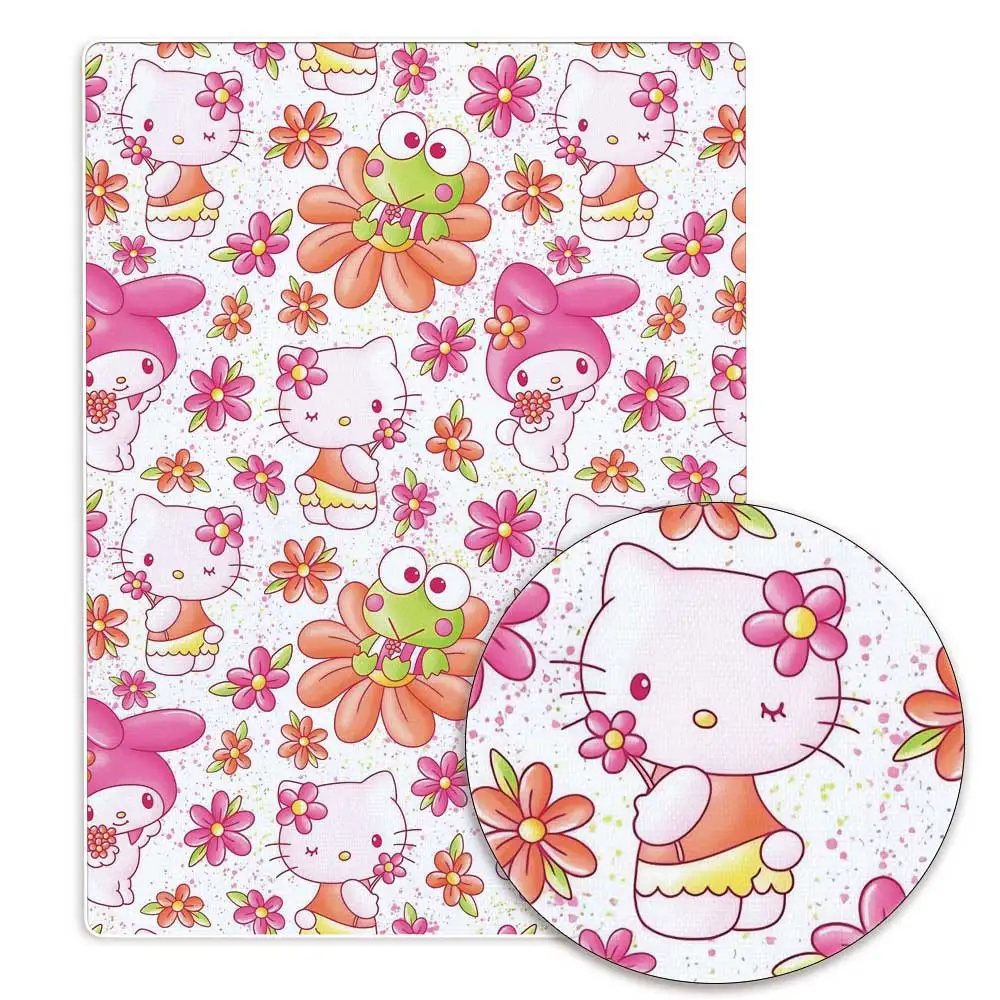 هالو كيتي قماش قطني كرتوني ، نسيج مرقع ، منسوجات منزلية ، خياطة فستان دمية ، ستارة ، بوليستر ، 140 × 50 سم