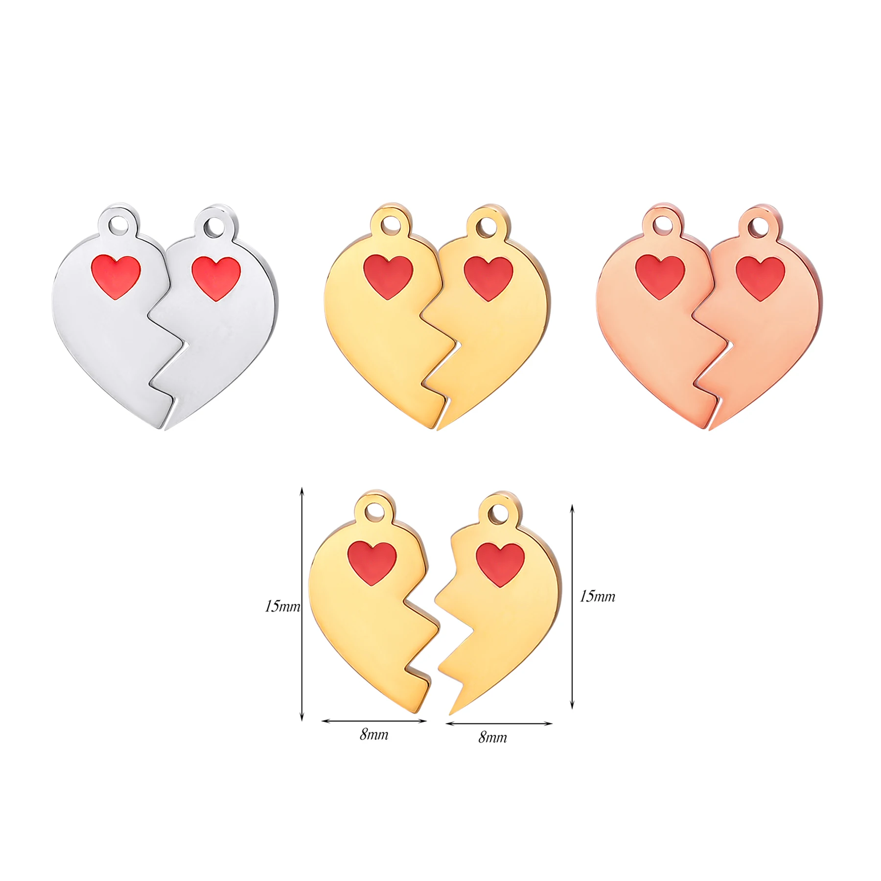 

4pair/lot Cute Mini Stainless Steel Heart Puzzle Love Pendant For DIY Bracelet Necklaces Jewelry Making Accessories