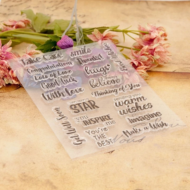 Blessing Words Clear Stamp for Card Making Scrapbooking Album Photo Decorations Transparent Seal Stamp Silicone Stamp