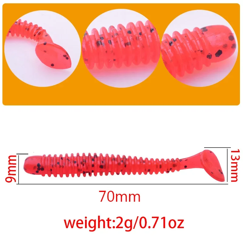 10 Pcs/lot Fishing Lure 7cm 2g Saturn Worm Wobblers Silicone Soft Lure Carp Swimbaits Artificial Soft Lures for Fishing Peche