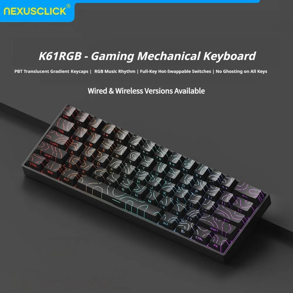 NexusClick Mini 61 Keys Magnetic Mechanical Gaming Keyboard,Wired Hot Swappable RGB PBT Key Caps Professional Esports Keyboard