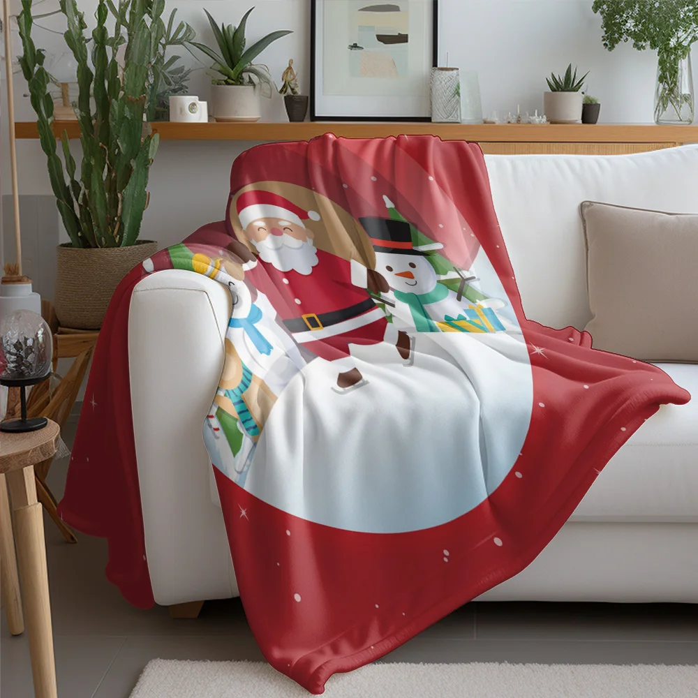 TU Christmas Throw Blanket Cozy Flannel Fleece Winter Warm Holiday Decor Festive Home Gift Reindeer Santa Claus Pattern