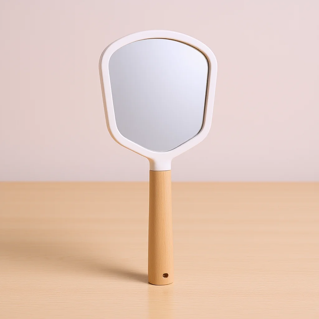 

1Pcs Premium Solid Wood Makeup Mirror Handheld Portable Hd Reflective Surface Ideal for Travel and Everyday Use