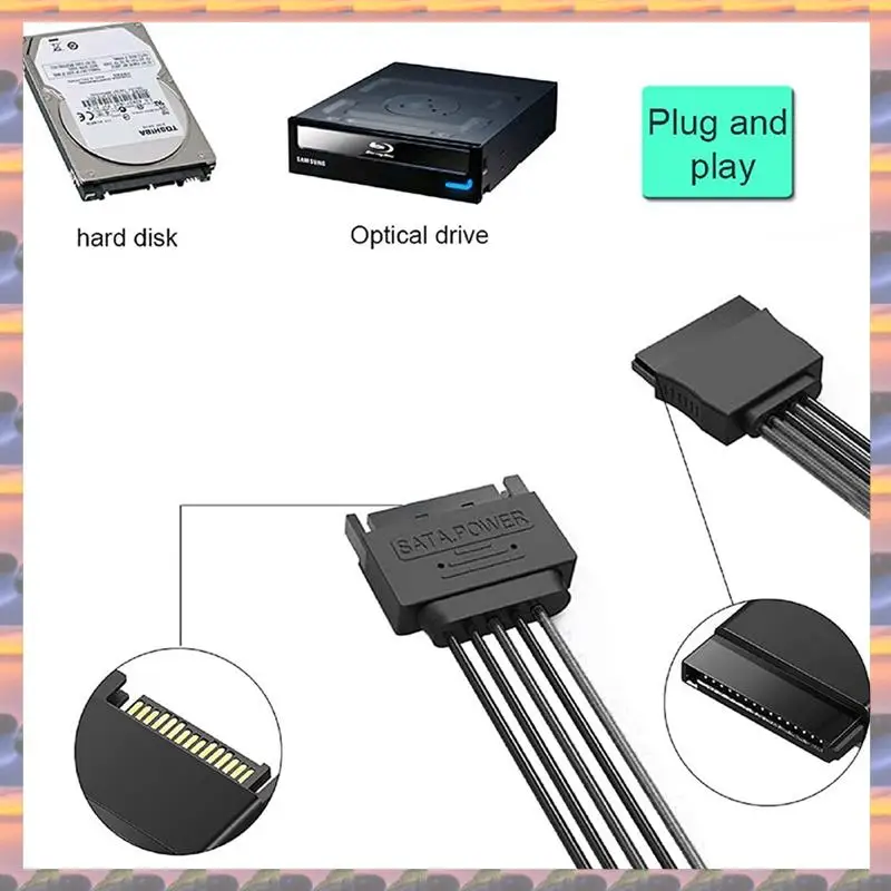 

(Flash Sale) 8Pcs SATA Power Extension Cable,15 Pin SATA Male To Female Extender Power Cable Adapter For Hard Drive Disk HDD,SSD