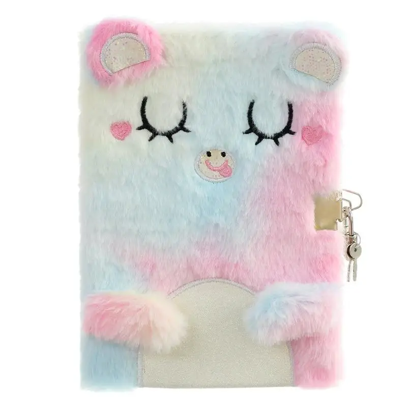 Cute Cat Shape Plush Notebook Kids Fluffy Daily Planner Journal Book Plush Personal Diary Stationery Friend Teacher Gifts
