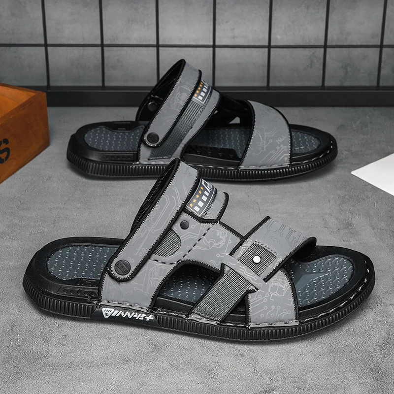 Men's plus size sandals summer new trend leisure beach shoes outdoor soft-soled anti-slip slippers dual-use student sandals