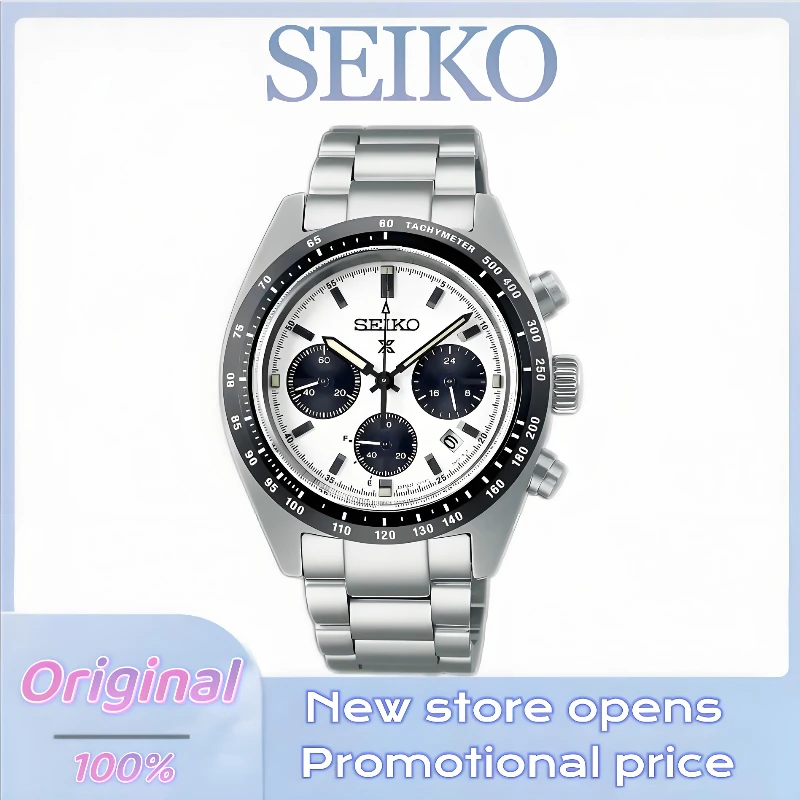 SEIKO Watch 100%Original SSC813P1 Panda Three Eyes Series Men\'s Multi Functional Waterproof Watches Calendar Luxury Man Watch