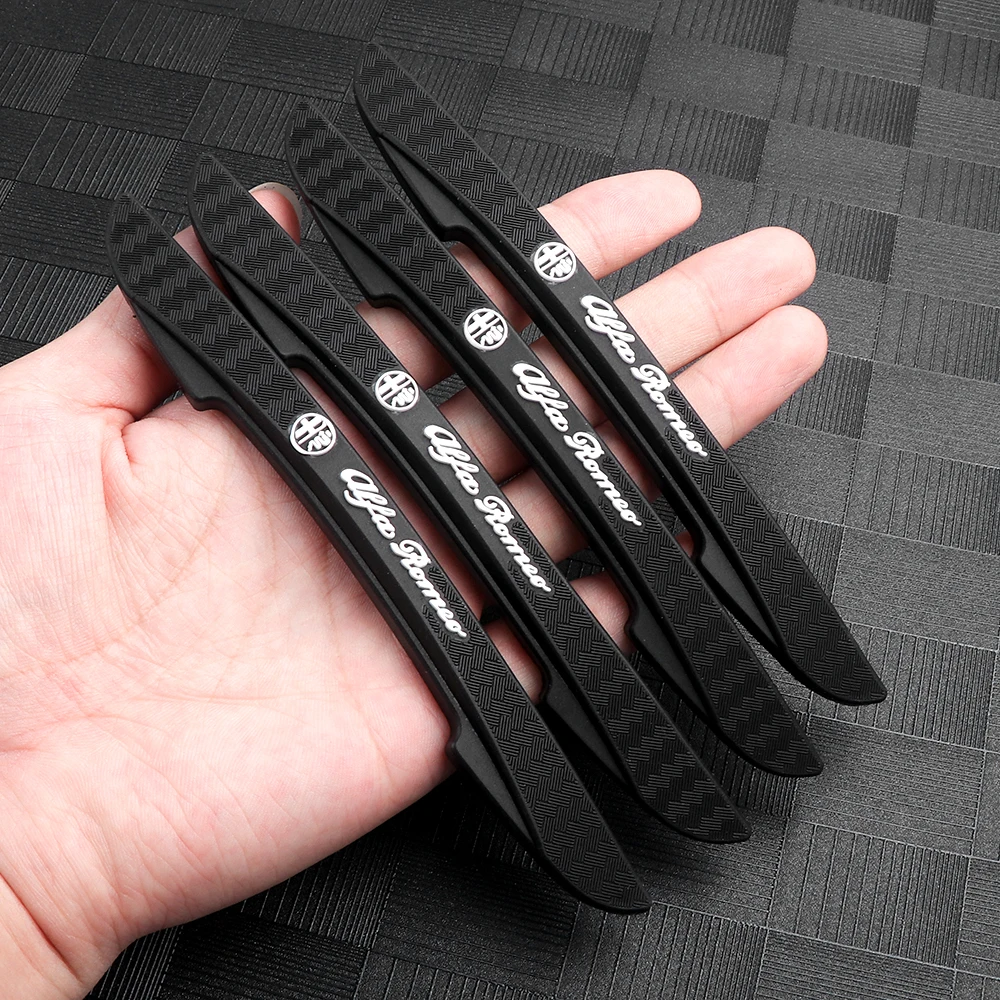 For Alfa Romeo Stelvio Sportiva 147 GT 4PCS Black RUBBER Car Bumper Anti-collision Strips Door Protector Sticker Auto Accessorie