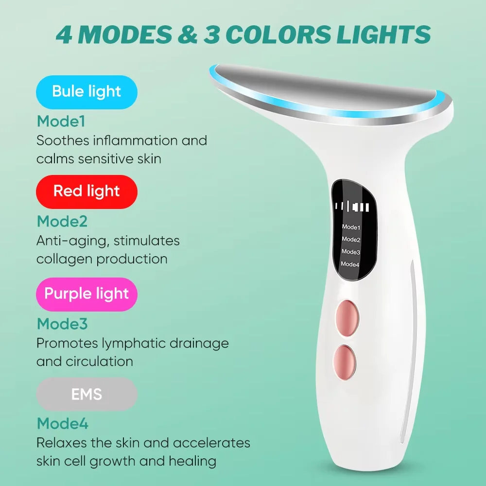 3-in-1 LED 페이셜 마사지 페이스 리프팅 머신 페이셜 넥 마사지 안티 에이징 링클 스킨 홈 페이셜 마사지 뷰티 도구