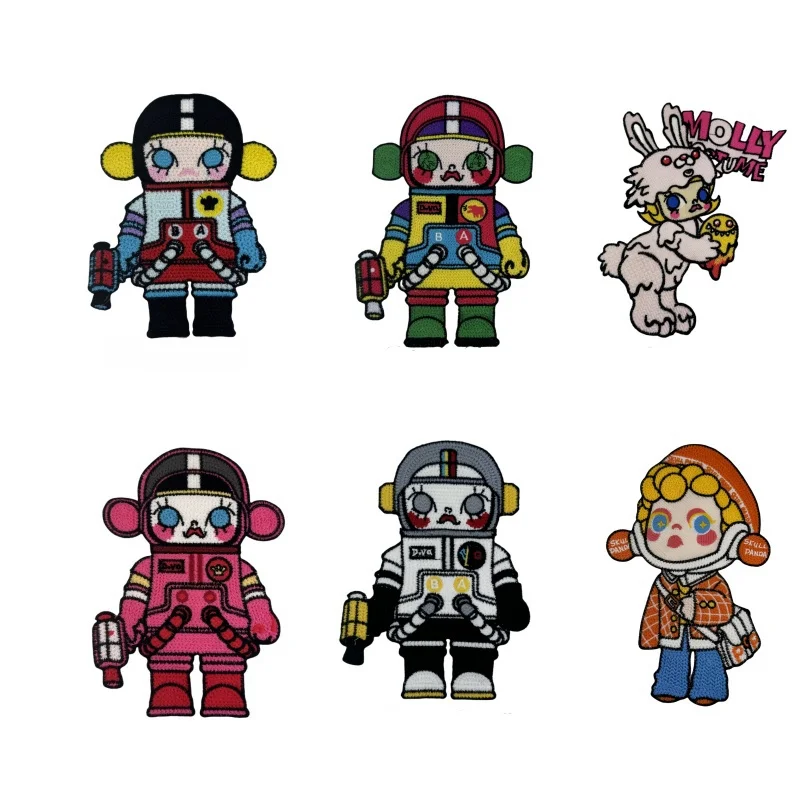 

4PC Sewing Water Soluble Robot Pop Girl Embroidery Mart Cartoon Patch Clothing Jacket Accesorios Broderie Parche Para La Ropa
