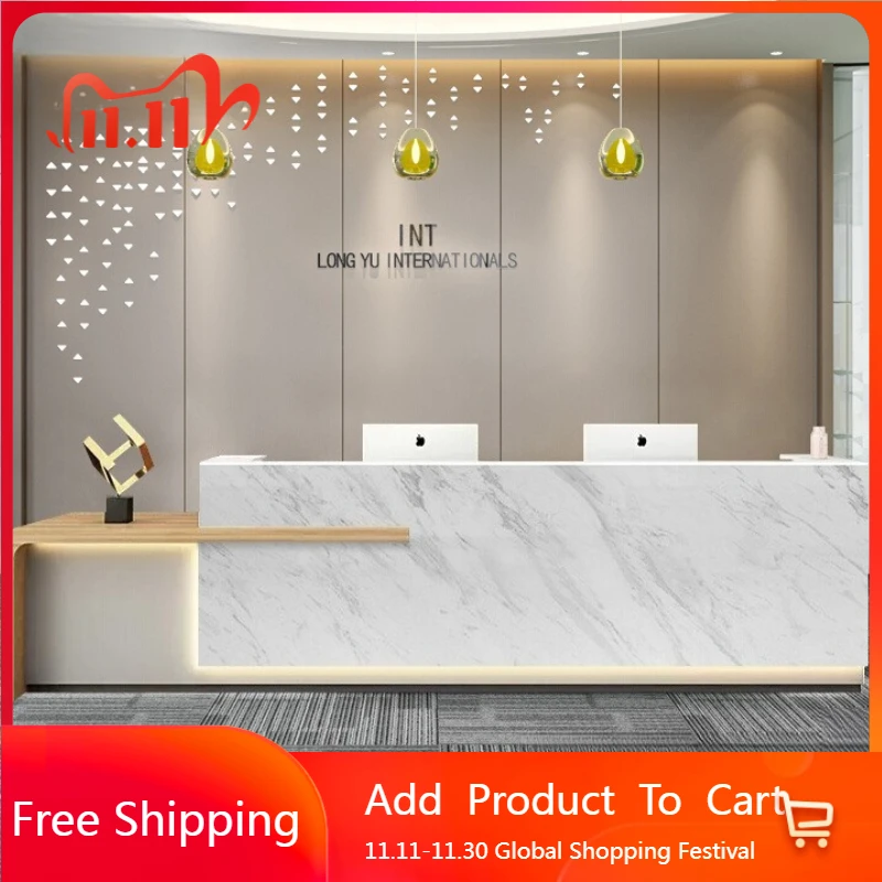 

Sales Work Desk Design Modern Commericial High-end High-end Adult Curved Table Welcome Cash Register Schreibtisch Furniture