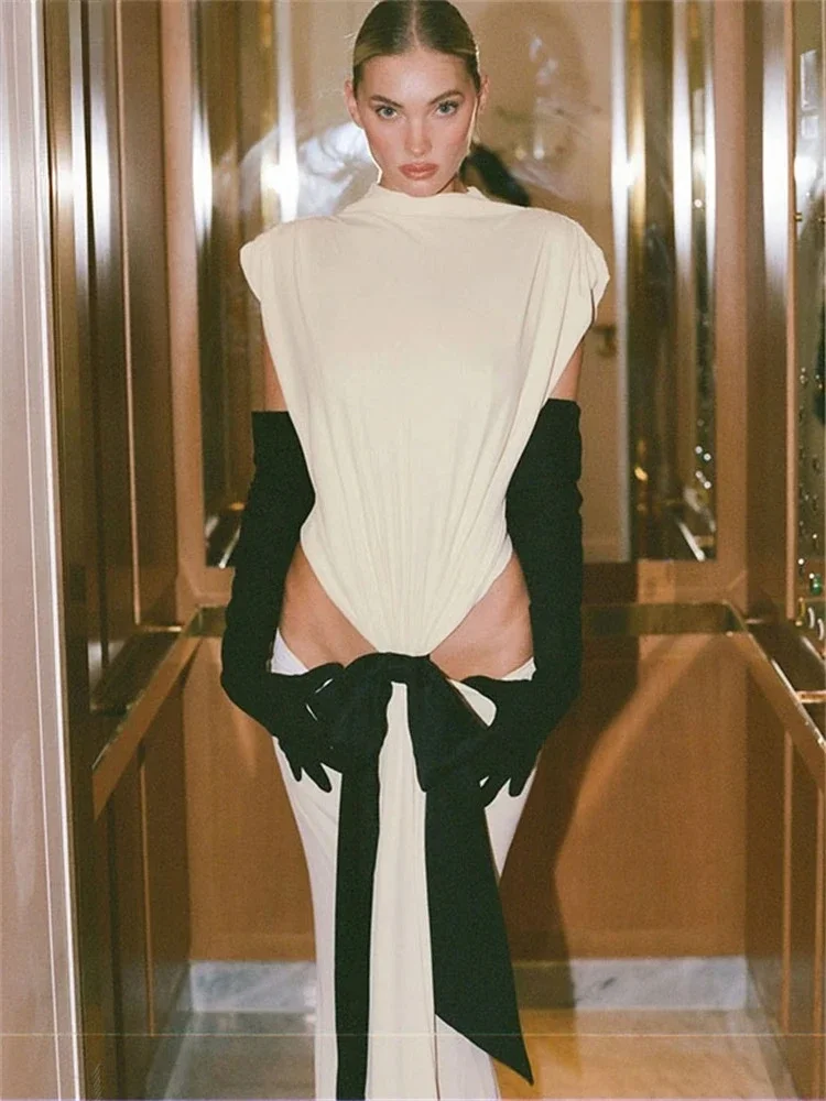 Elegante Frauen Kleidung Sexy Abend Party Niedrige Taille Langes Kleid Nachtclub Bogen Bodycon Aushöhlen Sommer Rückenfreies Kleid