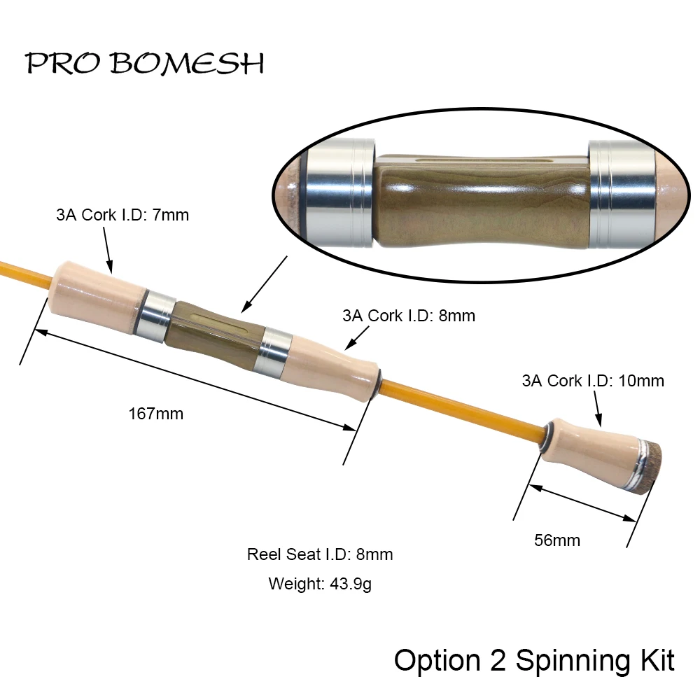 Pro Bomesh Holz Spinning Casting Reel Sitz Split 3A Kork Griff Kit DIY Forelle Angelrute Gebäude Komponente Reparatur Zubehör – Detail 13