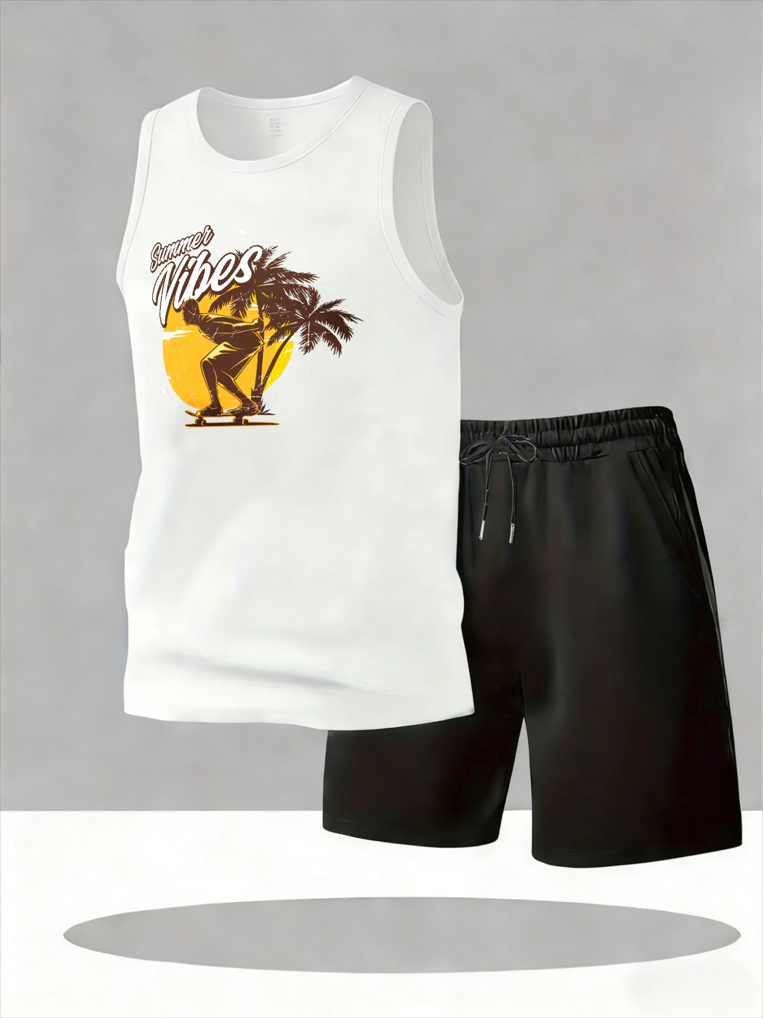 

Men's Tank Top Sets 2026 Summer Quick drying sports beach crewneck running oversize jogging set Breathable sports suits