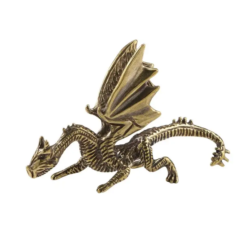 Mini-Messingfiguren von Drachen und Griffins, detaillierte Schnitzereien, antike Oberfläche, Schreibtischdeko, Sammlerstück – Detail 8