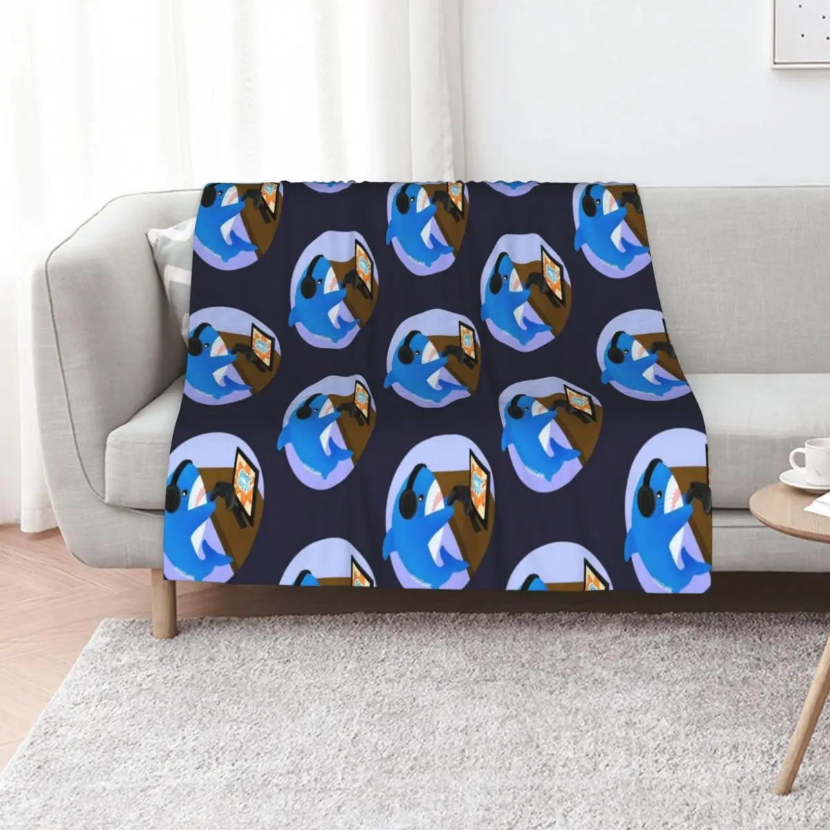 Gamer Blahaj/shark Throw Blanket Blankets Sofas Of Decoration Sofas funny gift halloween manga Blankets