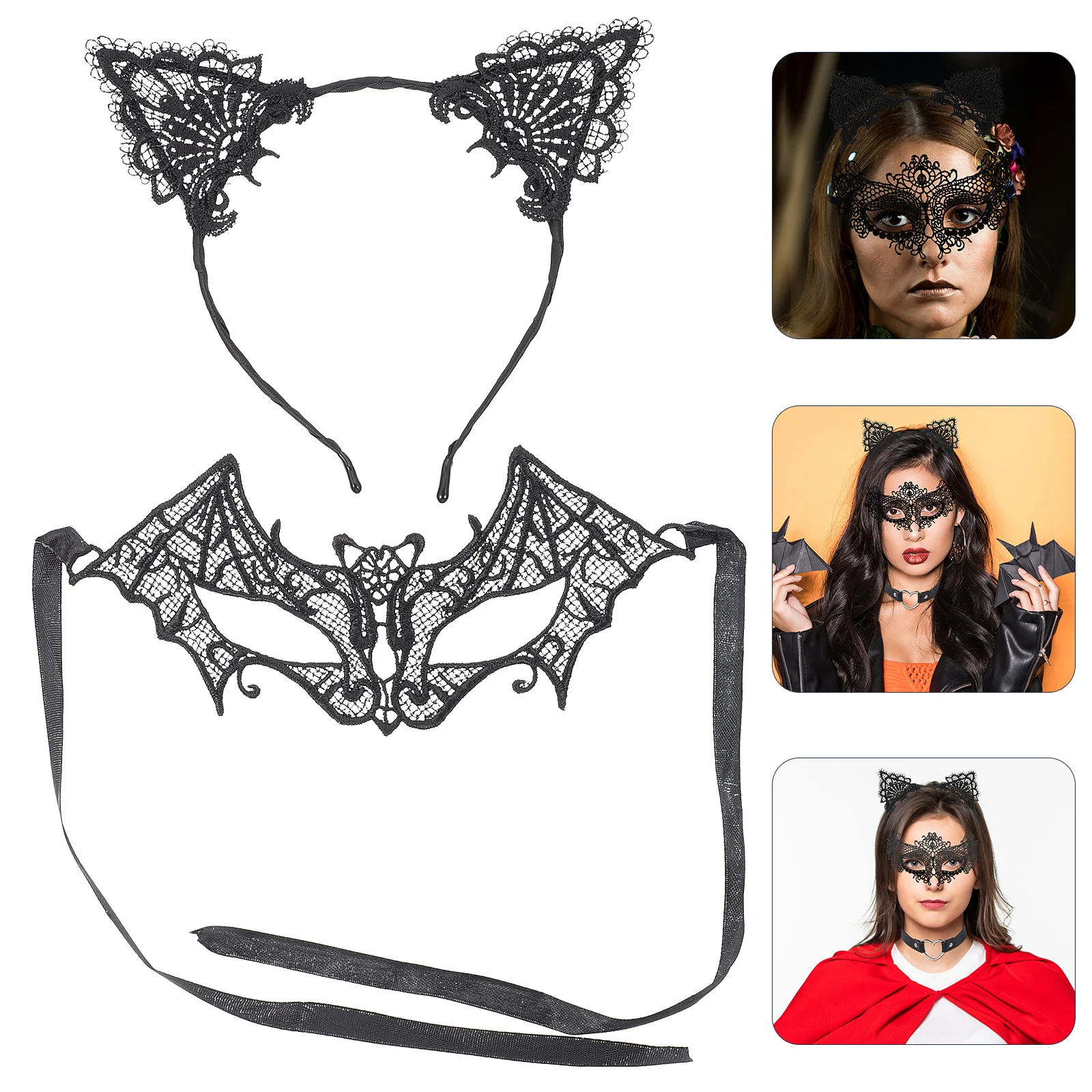 

Halloween Costume Party Headband Mask Set Decoration Props Headbands Office Women