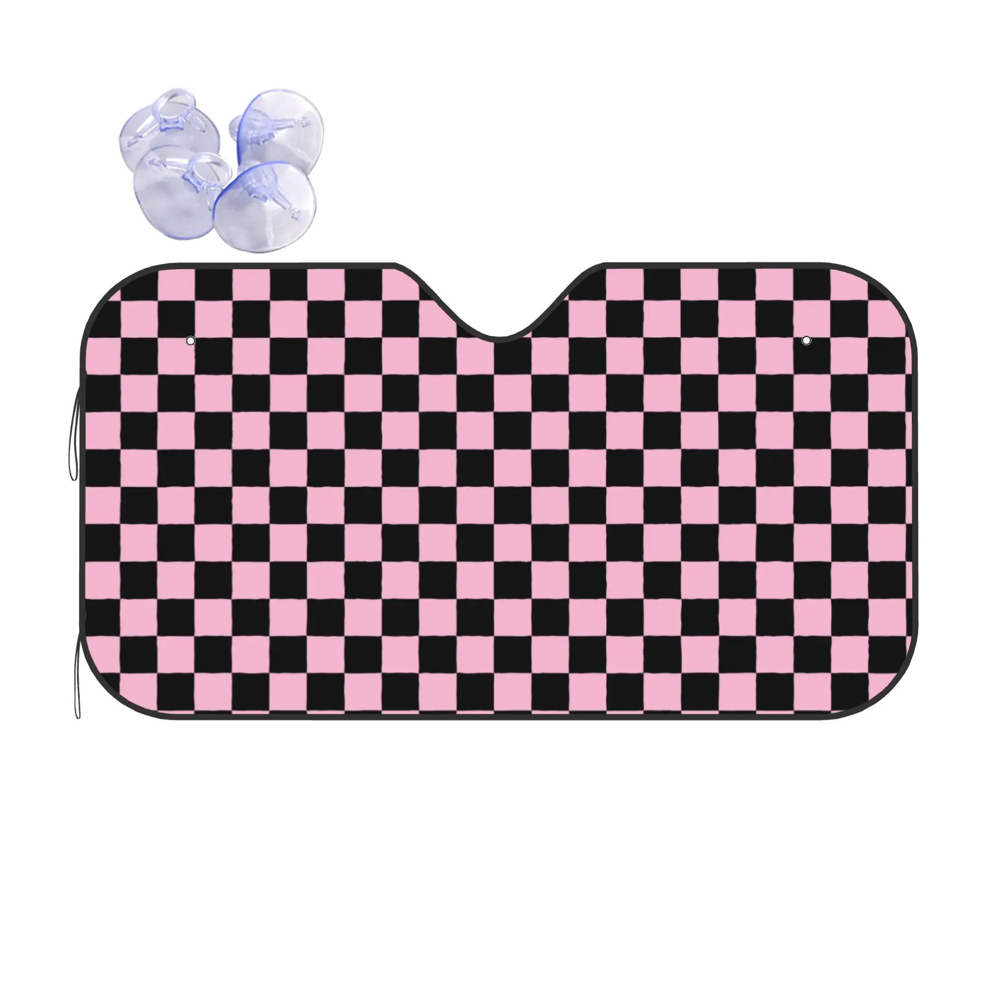 Car Front Windshield Sun Visor Heat Insulation Cover Checkerboard Plaid UV Protection Car Sun Shade Covers Car Solar Protection