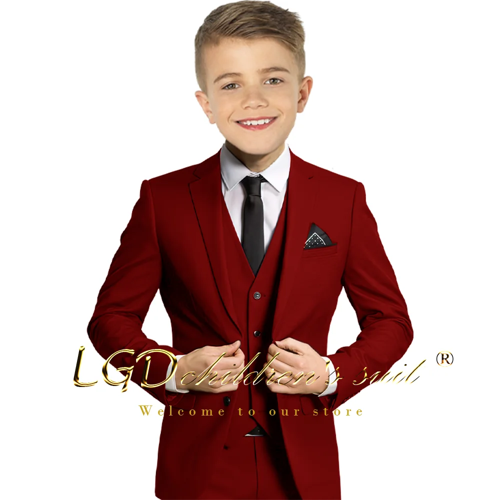 Boys formal children\'s suit classic 3-piece navy suit (jacket + trousers + vest) customized suit suit for boys aged 2-16