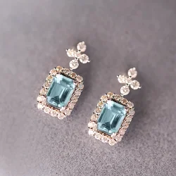 Huitan Exquisite Light Blue Drop Earrings for Women Newly Flower Designed Fresh Style Ear Accessories Elegant Daily Wear Jewelry