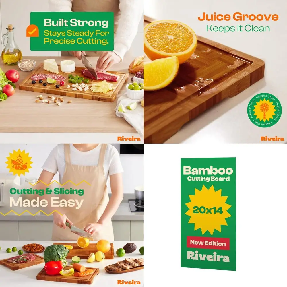 

Elegant Bamboo End Grain Chopping Board - 20x14 Large Kitchen Decorative Boards with Innovative Juice Groove