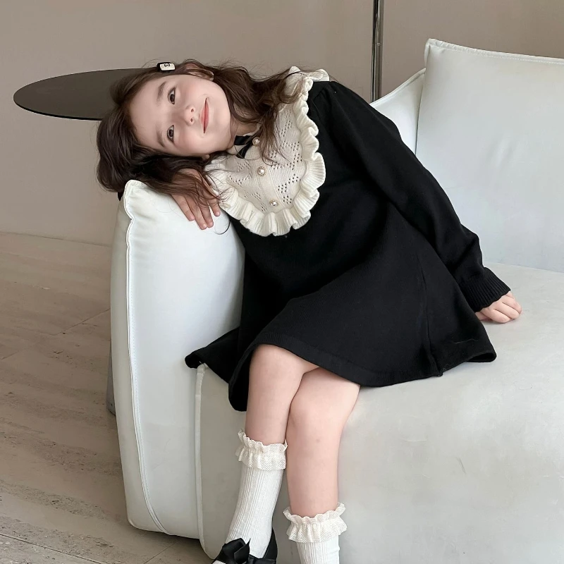 Girls\' Knitted Dress 2024 Autumn/Winter Knitted Skirt Children\'s Bottom Skirt Kids Clothes Ropa De Niña Vestidos Para Niñas