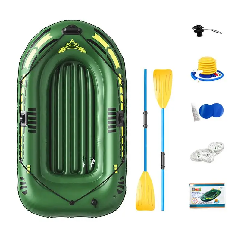 Inflatable Boat with Air Pump and Paddles, PVC Canoe Kayak Rubber Dinghy, Thick and Foldable Drifting Boat For Adults Fishing ﻿