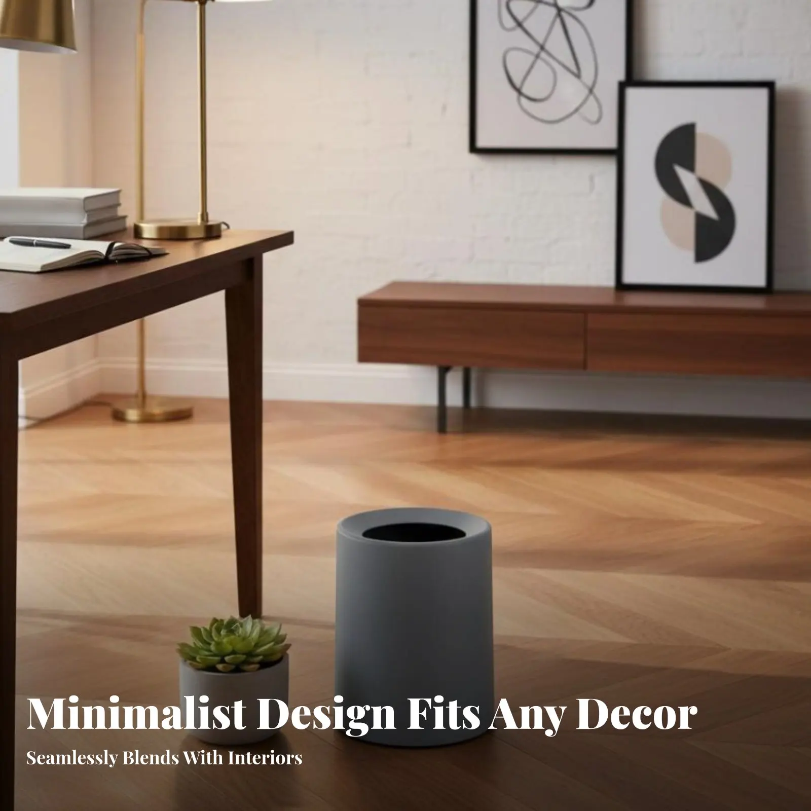 Minimalist Garbage Bin Frosted Finish Round Uncovered Top Wastebasket Round Uncovered Top Garbage Bin Easy to Clean Double Level