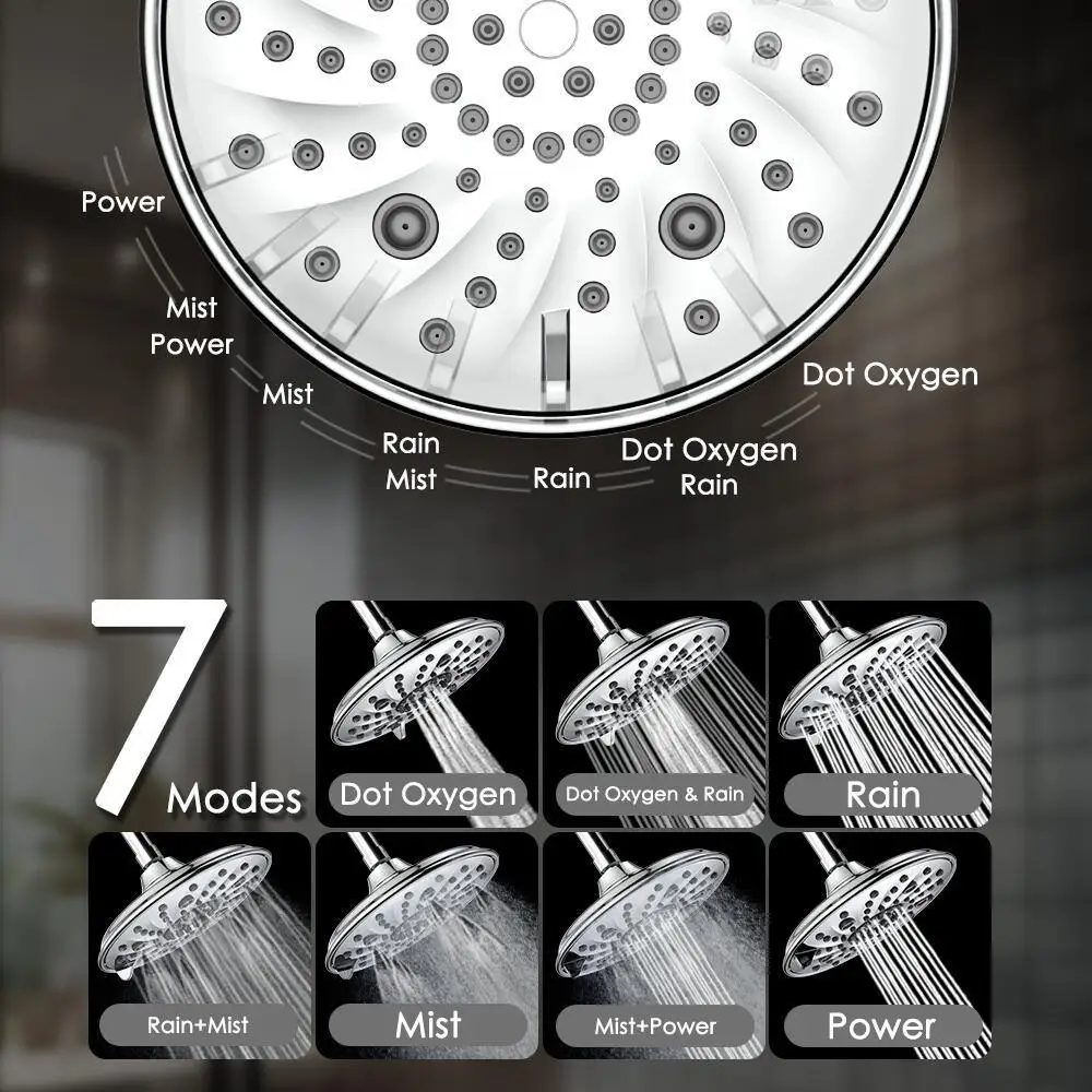 หัวเพดานห้องอาบน้ํา 8 นิ้ว: แรงดัน, รูใหญ่, เอาต์พุตขนาดใหญ่, สเปรย์, ไหลสูง