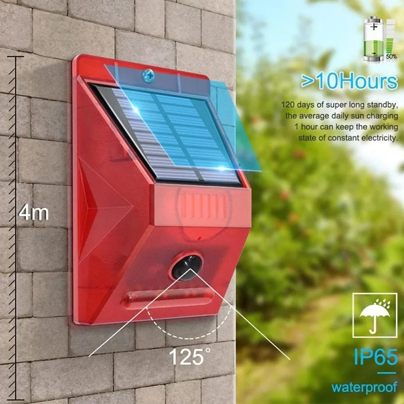 

【THANKSGIVING DAY】Infrared Motion Sensor Solar Alarm Light, Warning Flash Light With Remote Control For Home Security